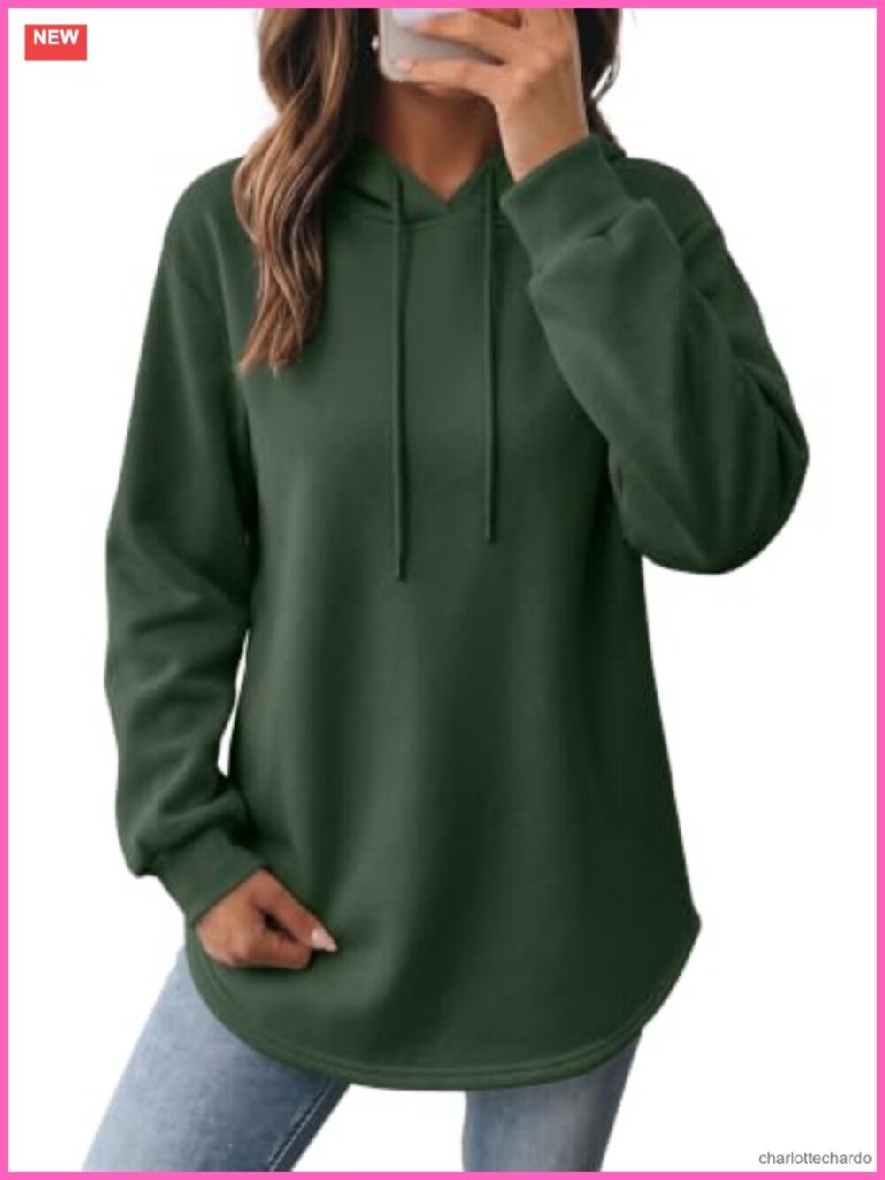 Women's Fleece Pullover Hoodie Tunic Length Hooded Sweatshirt Long Sleeve